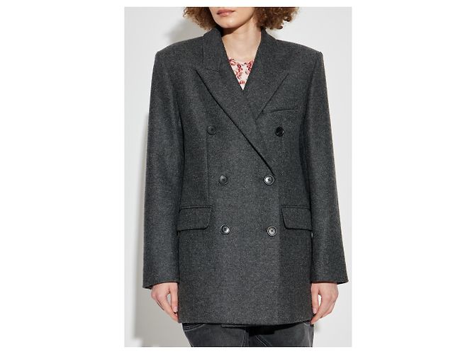 Isabel Marant Isidora Kurzmantel aus Wolle grau - Ansicht 3