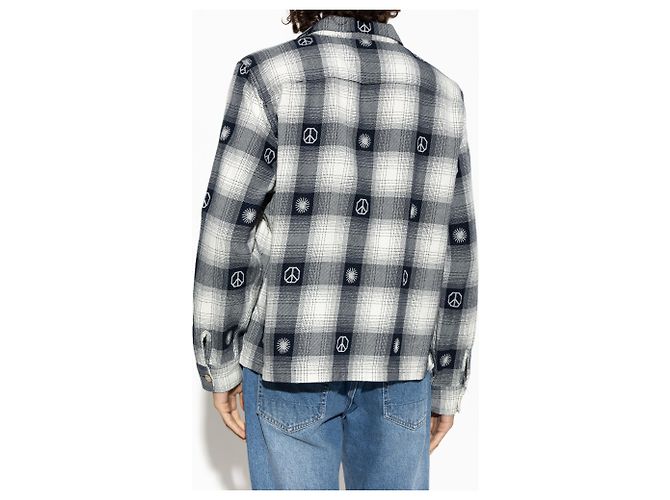 Autre Marque Camicia AllSaints Castor Blu Navy a Quadri in Cotone - vista 4