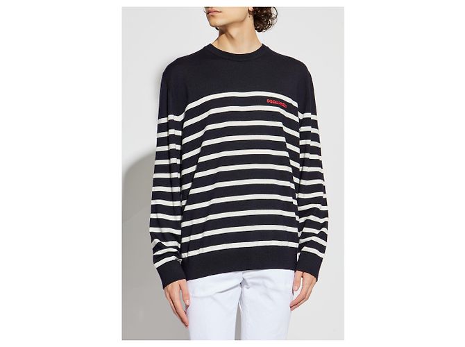 Dsquared2 Logo Strickpullover aus Wolle Dunkelblau - Ansicht 3