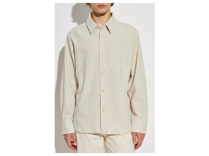 Camicia Apc in cotone con taschino bianco crema - vista 3
