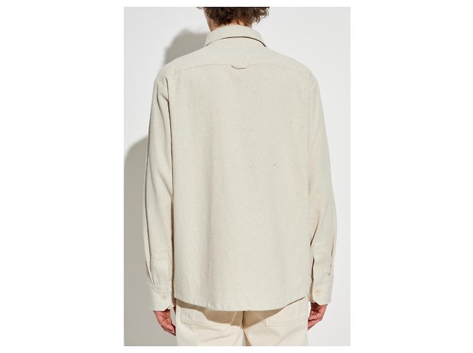 Camicia Apc in cotone con taschino bianco crema - vista 4