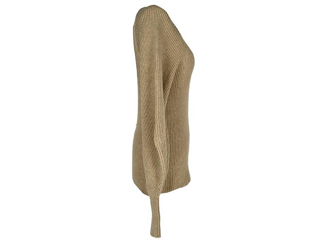 Autre Marque Aje Strickpullover mit Rückenausschnitt aus beiger Baumwolle - Ansicht 2