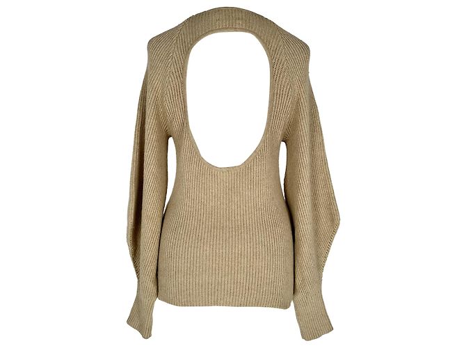 Autre Marque Aje Strickpullover mit Rückenausschnitt aus beiger Baumwolle - Ansicht 3