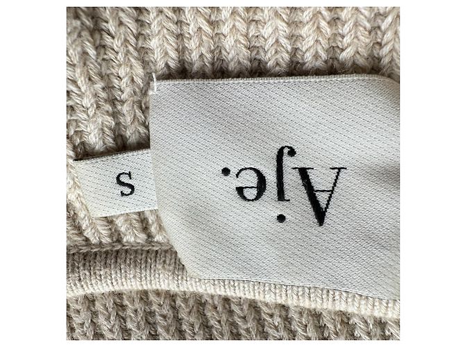Autre Marque Aje Strickpullover mit Rückenausschnitt aus beiger Baumwolle - Ansicht 4