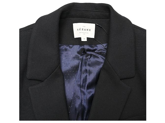 Autre Marque Sézane Double-Breasted Blazer in Black Polyester - view 4