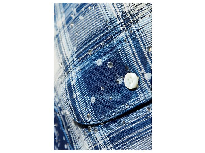 Camicia a quadri blu in cotone Dsquared2 con applicazioni - vista 5