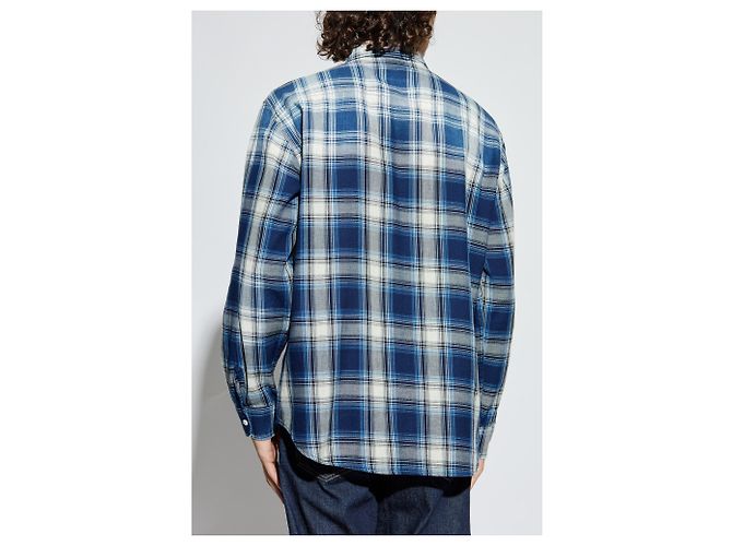 Camicia Dsquared2 in cotone blu a quadri con applicazioni - vista 4
