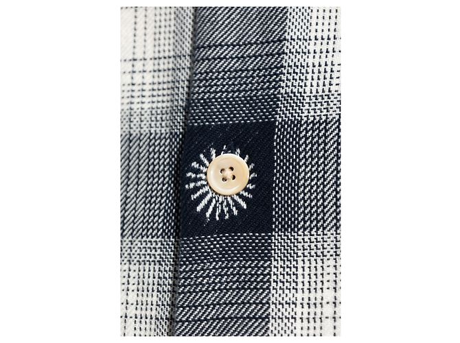 Autre Marque Camicia AllSaints Castor a quadri in cotone blu navy - vista 5