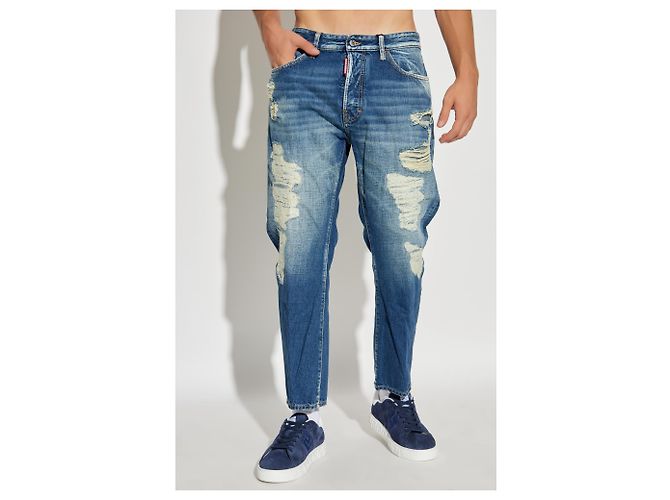 Jeans Bro Dsquared2 Blu in Cotone Carrot Fit - vista 3
