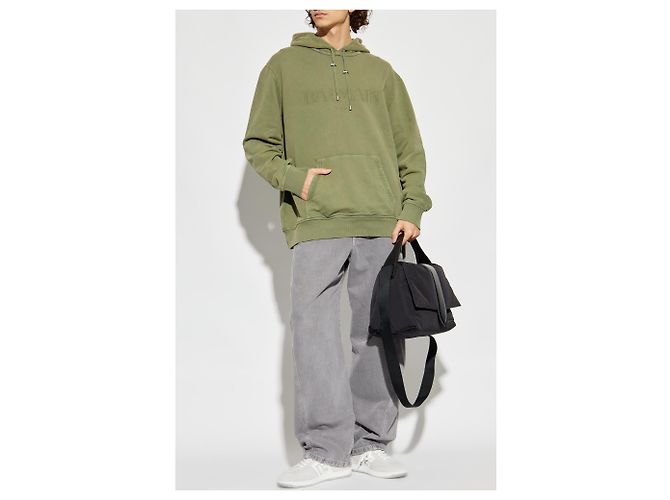 Felpa Balmain con logo verde in cotone - vista 2