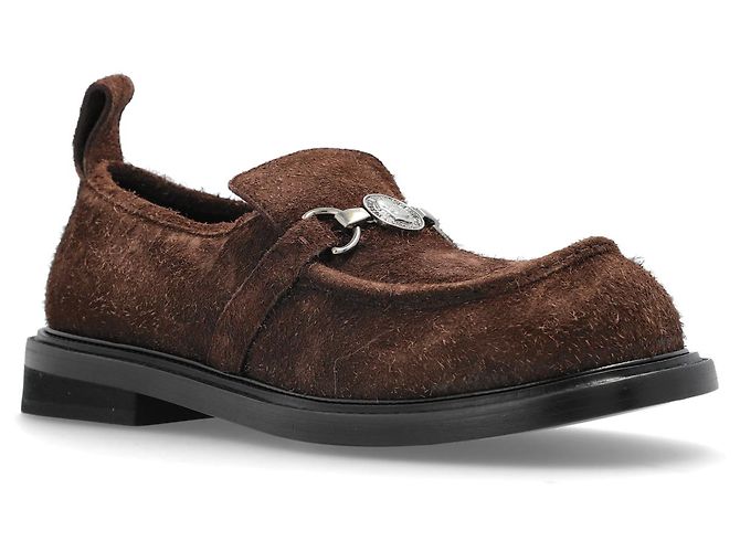 Mocassini Moschino in camoscio marrone - vista 4