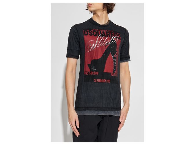 Dsquared2 Stiletto T-Shirt Grau Baumwolle - Ansicht 3