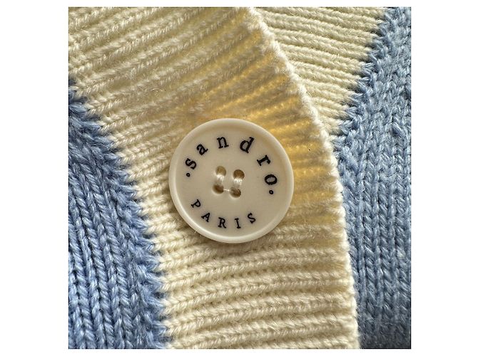 Sandro College-Style Cardigan aus blauer Wolle - Ansicht 4
