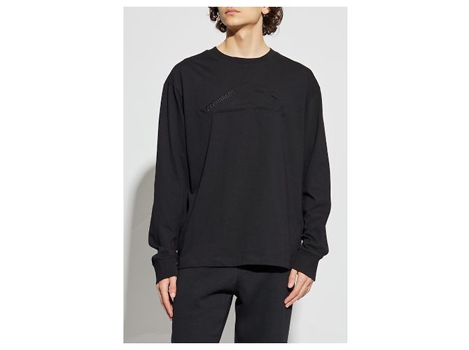 T-shirt a maniche lunghe Dsquared2 con logo nero in cotone - vista 3