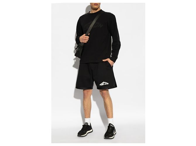 T-shirt nera a maniche lunghe con logo Dsquared2 Icon - vista 2