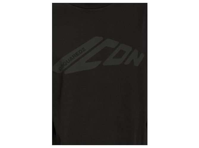 T-shirt nera a maniche lunghe Dsquared2 logo icon cotone - vista 5