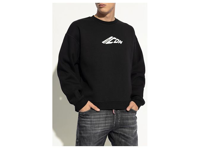 Dsquared2 Schwarzes Baumwoll-Sweatshirt mit Icon Logo - Ansicht 3