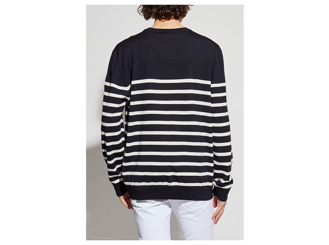 Dsquared2 Navy Blue Striped Wool Logo Sweater - view 4