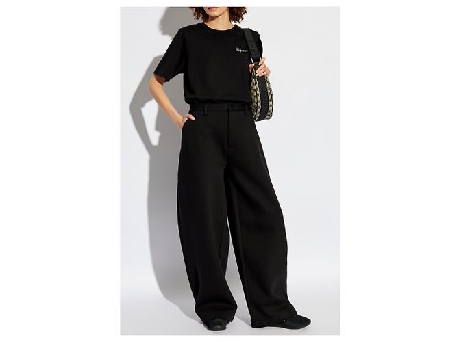 Pantaloni wide-leg neri Dsquared2 in cotone - vista 2