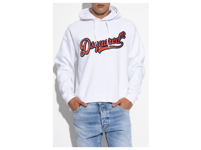 Dsquared2 Hoodie weiß aus Baumwolle - Ansicht 3