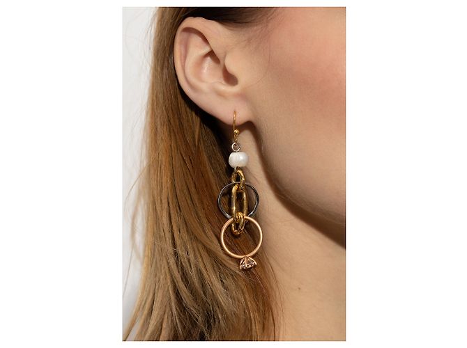 Marni Hängeohrringe in Gold mit Perlendetail - Ansicht 2