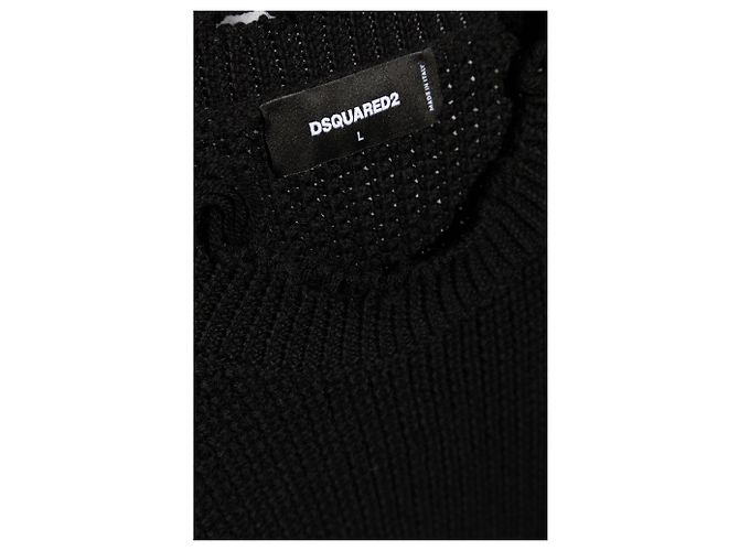 Pull en laine noir à torsades Dsquared2 - vue 5
