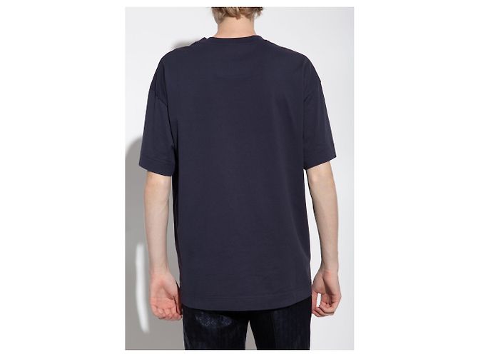 T-shirt Givenchy con logo ricamato in cotone blu navy - vista 4