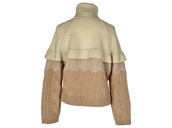 Fendi Color-Block Rollkragenpullover aus beiger Wolle - Ansicht 3