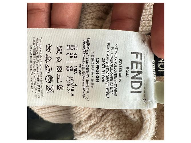 Fendi Color-Block Rollkragenpullover aus beiger Wolle - Ansicht 8