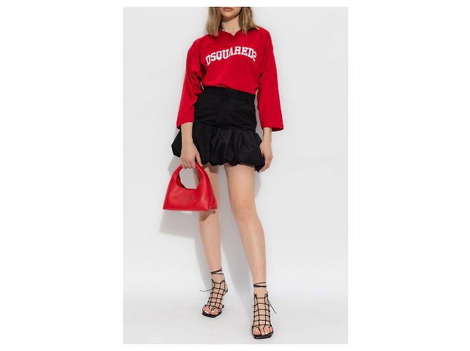 Falda corta de algodón negra Dsquared2 con volante - vista 2