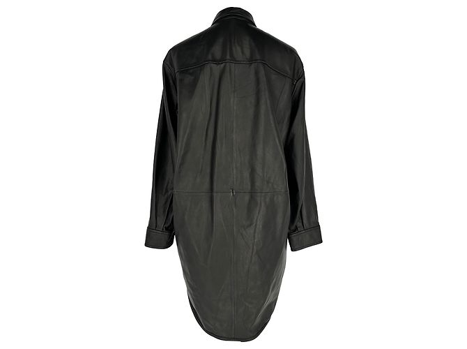 Maje Knopfjacke aus schwarzem Lammleder - Ansicht 3