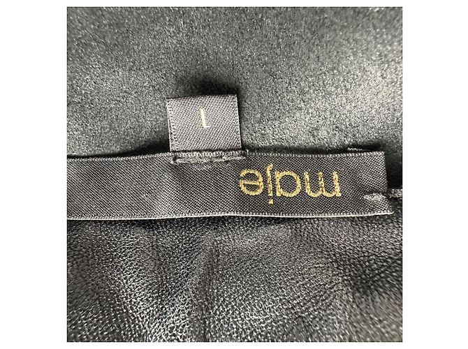 Maje Knopfjacke aus schwarzem Lammleder - Ansicht 4