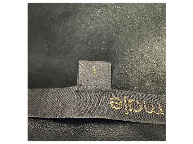 Maje Knopfjacke aus schwarzem Lammleder - Ansicht 5