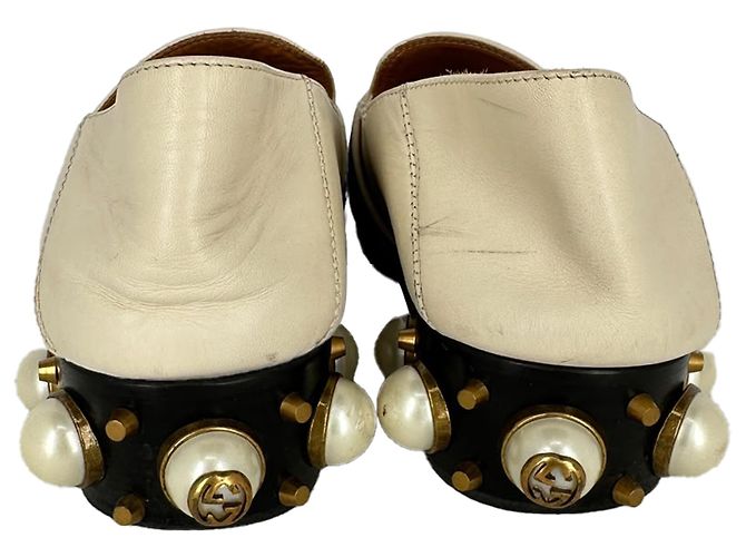 Mocassini Gucci Peyton con perle sintetiche in pelle bianca - vista 6