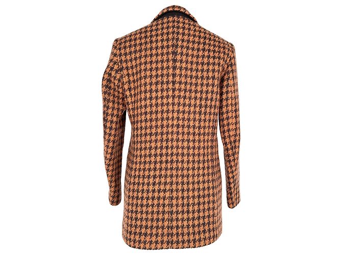 Sandro Houndstooth Check Tailored Blazer in Brown Wool - view 3