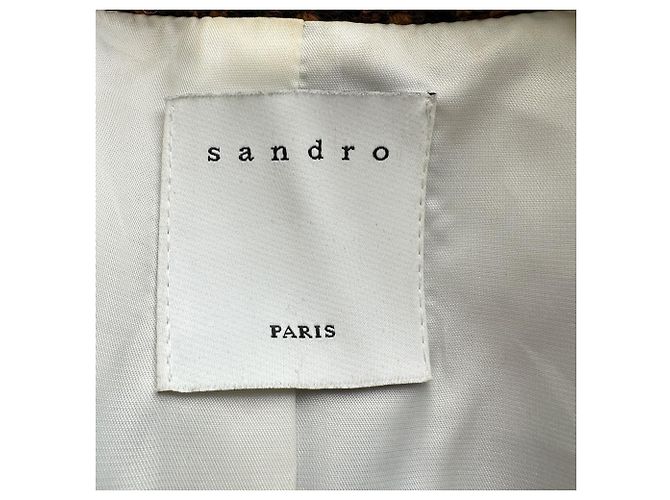Sandro Houndstooth Check Tailored Blazer in Brown Wool - view 6