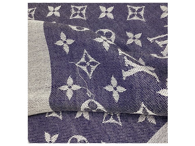 Sciarpa Louis Vuitton Monogram Denim in seta blu - vista 8