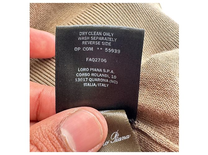 Loro Piana Kurzarm-Strickpullover mit V-Ausschnitt aus brauner Wolle - Ansicht 6