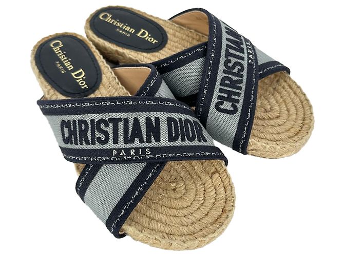Sandali slide Dior Granville in tela blu - vista 13
