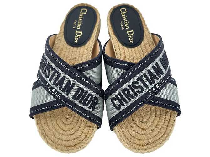 Sandali slide Dior Granville in tela blu - vista 15