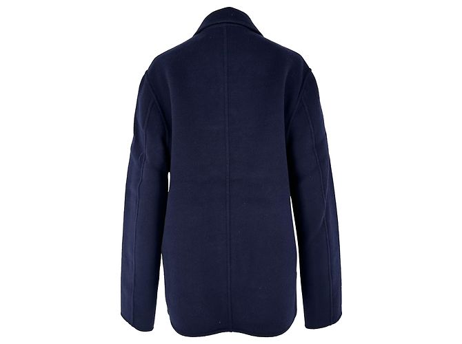 Ami Button-Down Jacket with Pockets in Navy Blue Wool - view 6