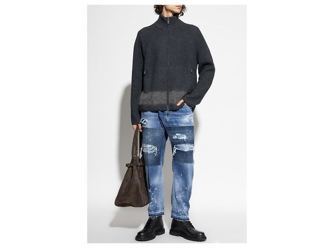 Jeans Big Brother Dsquared2 blu in cotone carrot fit - vista 2