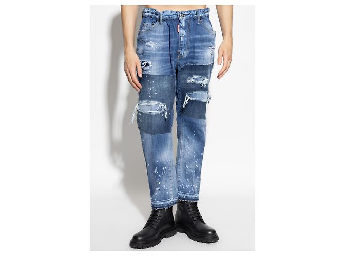 Jeans Big Brother Dsquared2 blu in cotone carrot fit - vista 3