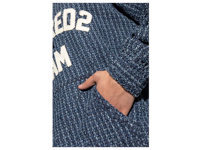 Felpa con cappuccio blu Dsquared2 con logo - vista 5