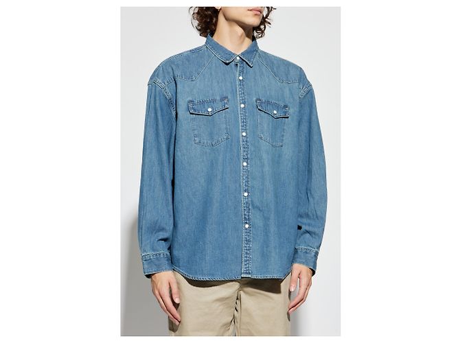 Autre Marque Camicia AllSaints Fenton in cotone blu - vista 3