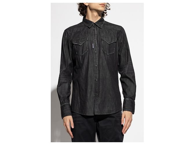 Camicia in denim nera Dsquared2 - vista 3