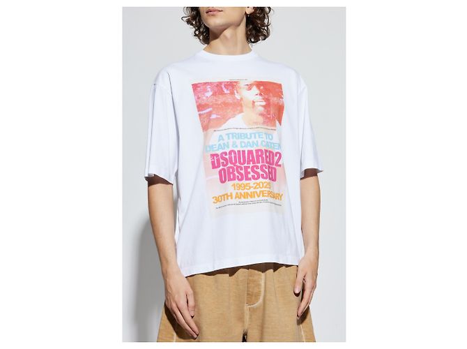 T-shirt bianca con logo Dsquared2 in cotone - vista 3