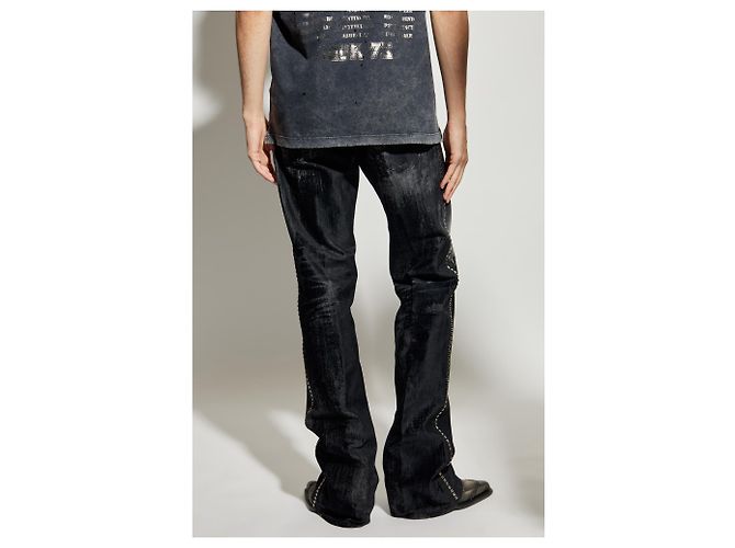Jeans Carrot Stretch Dsquared2 X KISS Neri da Uomo - vista 4
