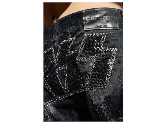 Jeans Carrot Stretch Dsquared2 X KISS Neri da Uomo - vista 5