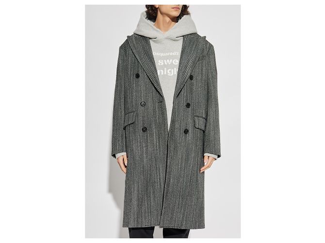 Dsquared2 Grey Wool Double Breasted Coat - view 3